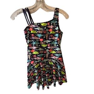 Cat & Jack Girls 14 Plus Ocean Theme One Piece Swimsuit Multicolor